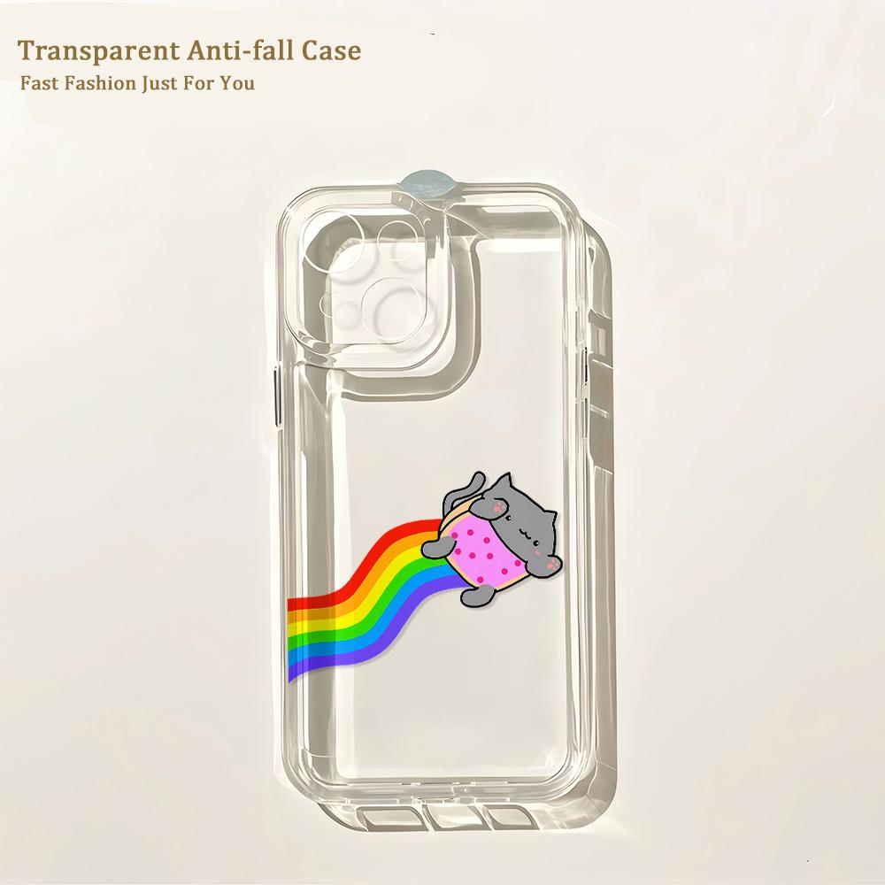 Мультяшный Игровой Чехол-Телефон N-Nyan Cat Для iPhone 17 16 16e 15 14 13 12 11 Mini Pro Max X XR XSMax Air Plus Прозрачная Задняя Крышка