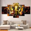 5 Panels Abstract God Elephant Hindu Lord Ganesha Oil Canvas Painting Animal Posters and Prints Wall Picture Home Decor No Frame