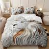 Grey 3D Lion Animal Duvet Cover Set Breathable Bedding With 1 Duvet Cover And 2 Pillowcases Machine Washable Home Dorm Decor