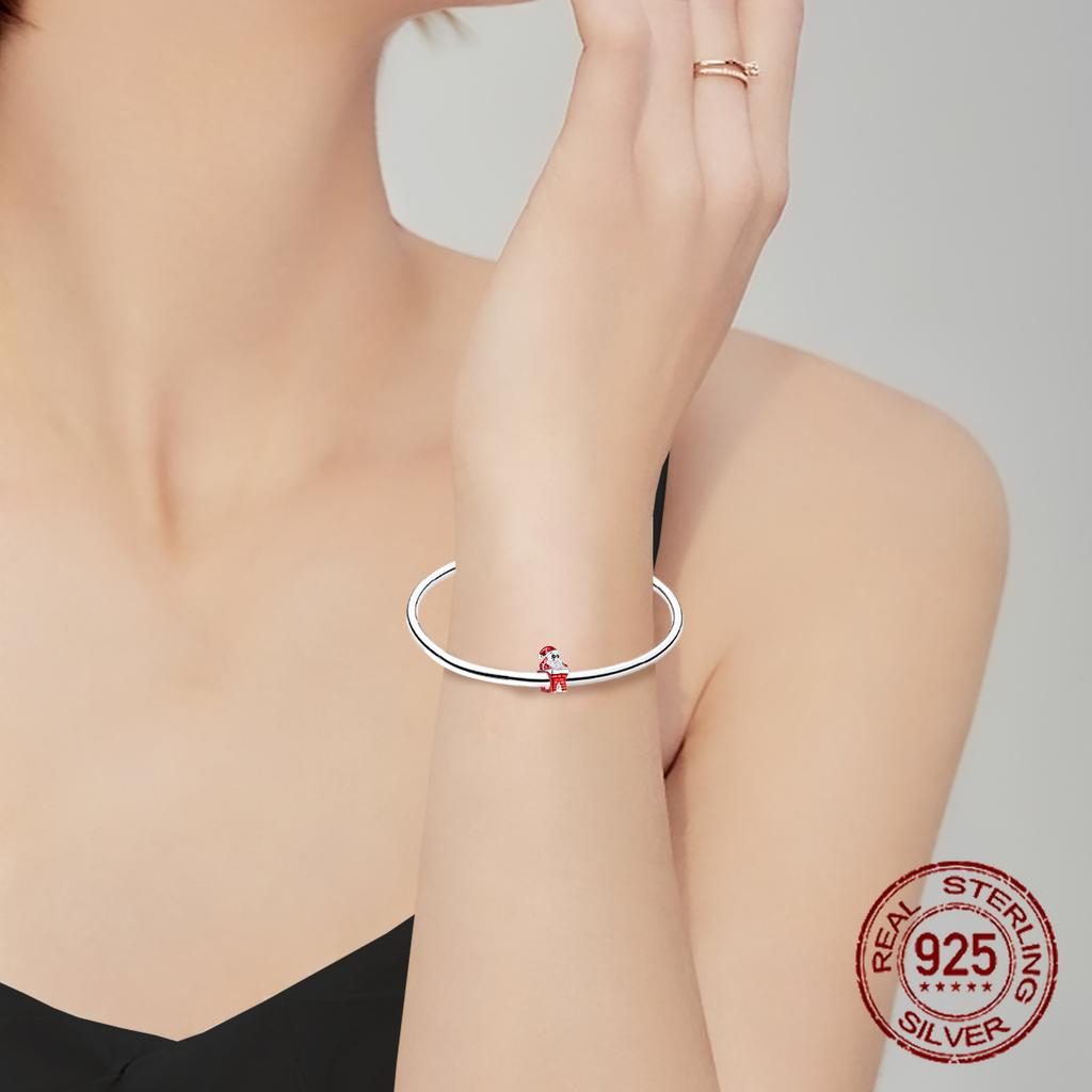 Santa Claus Climbs The Chimney Beads Copper Christmas Dangle Pendant Fit Bangle Bracelet Necklace Handmade Jewelry