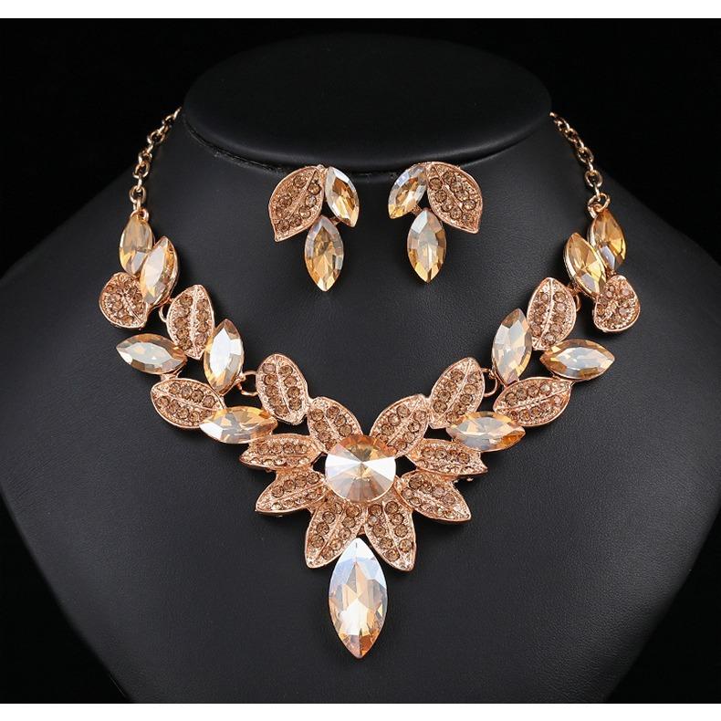 Party Evening Vintage Statement Luxury Crystal Necklace Set for Women