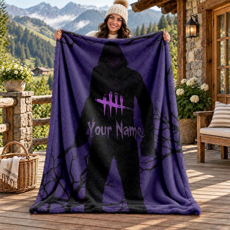 Dead by Daylight Custom Name Flannel Blanket Personalized Soft Warm Plush Throw Blanket Customized Gift for Family Friends
