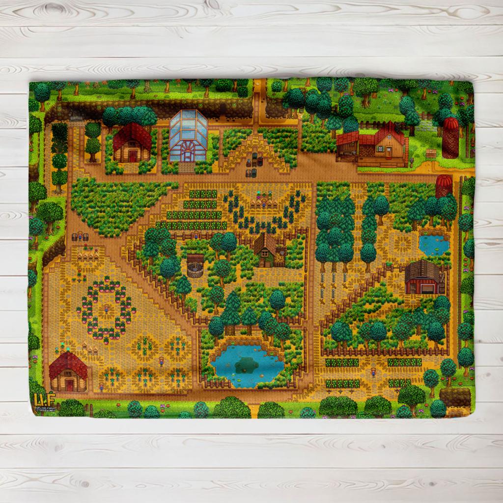 Stardew Valley Town Map Blanket Flannel Blanket Throw Blankets for Bedding sofa Ultra-Soft Bedroom Quilt