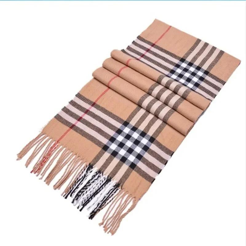 New Faux Cashmere Warm Scarf Women's Winter and Men's Shawl Casual Plaid Faux Cashmere Scarf Couple Scarf