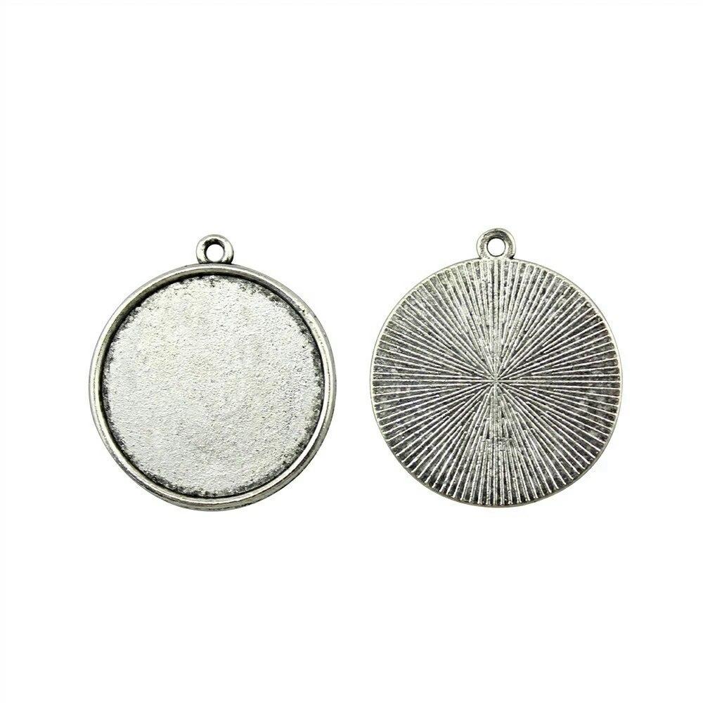 Подходит для круглого стеклянного кабошона 25 мм, поднос для установки, античное серебро, цветные компоненты, украшение ручной работы для изготовления ювелирных изделий