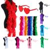 Feather Boas With Heart Rimless Sunglasses - 2M/6.6ft Feather Boa For Women - Ideal For Dancing, Wedding, Party, Cosplay