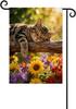 Cute Cat Garden Ags for Outside, Kitten Sunower Buttery Yard Ags, Funny Animal Patio Porch Lawn Decor, Double Sided  Kkz