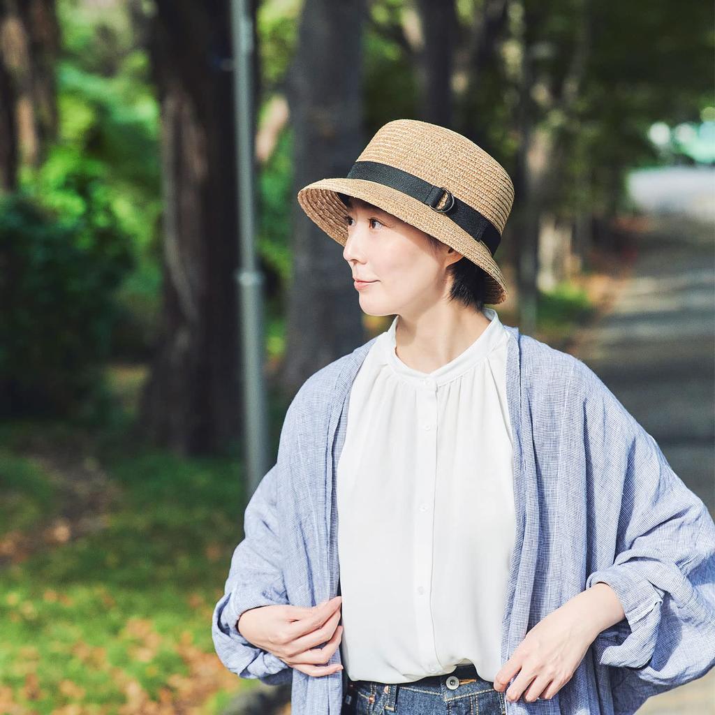 Hat Manon Straw Crochet Taisho Straw (Tanaka Shop) Hat, Hat, UK-H112 (Beige, 55-57cm)