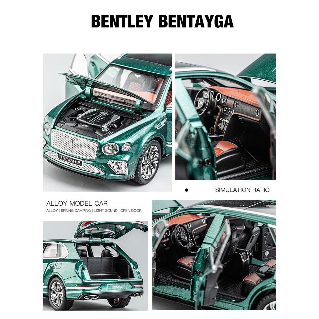 1/24 Scale Bentley Bentayga Diecast Car Model, Pull Back Toy with Sound and Light for Kids, Toddler Boys Girls Gift Collection