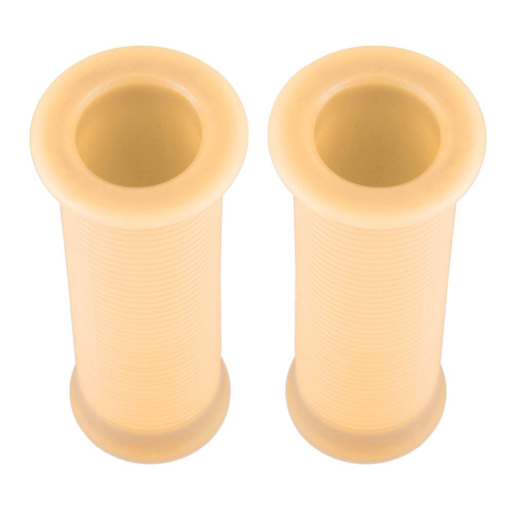 Akozon Handlebar Grips, 1" (25mm) / 1.1" (28mm) Universal Motorcycle Non-Slip Striped Vintage TPU Handlebar Grips, Fits Most Motorcycles (Beige)