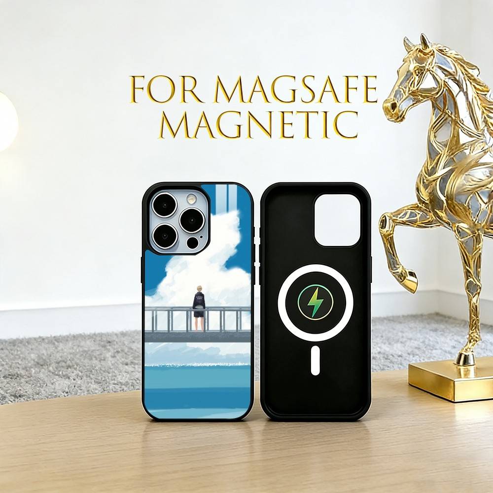 Чехол для телефона "Одна у моря" для iPhone 17, 16, 15, 14, 13, 12, 11 Plus, Pro, магнитный с Magsafe, беспроводная зарядка
