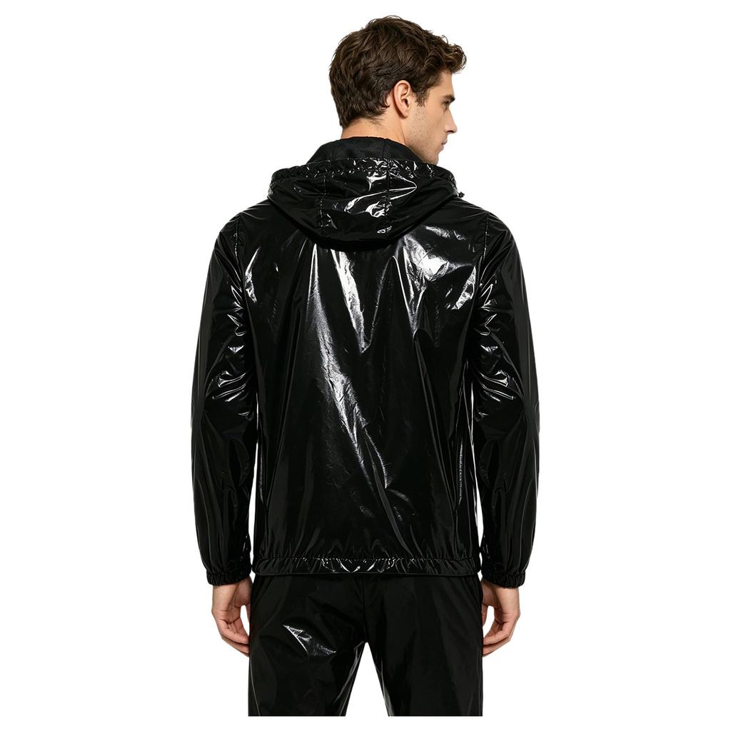 Mens Waterproof Hoodie Sweatshirt Front Kangaroo Pocket Zipper Long Sleeve Hooded Windbreaker Raincoat