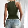 Женская летняя мода, повседневный однотонный топ без рукавов с круглым вырезом, узкая майка