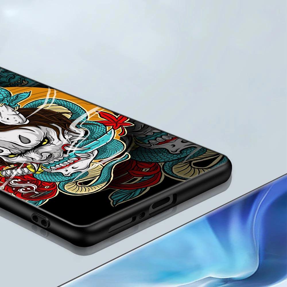 Чехол для телефона Xiaomi Mi 11 Lite 5G NE 11X 11T 12 Pro Poco F1 F3 X3 GT X4 NFC Pro, чехол самурайская маска Они, татуировка, дракон, искусство