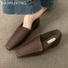 Модные балетки Женские лоферы Элегантная кожа Квадратный носок Мягкая обувь Тренд 2025 Новый бренд Зимняя обувь для ходьбы Комфорт Chaussures Femme