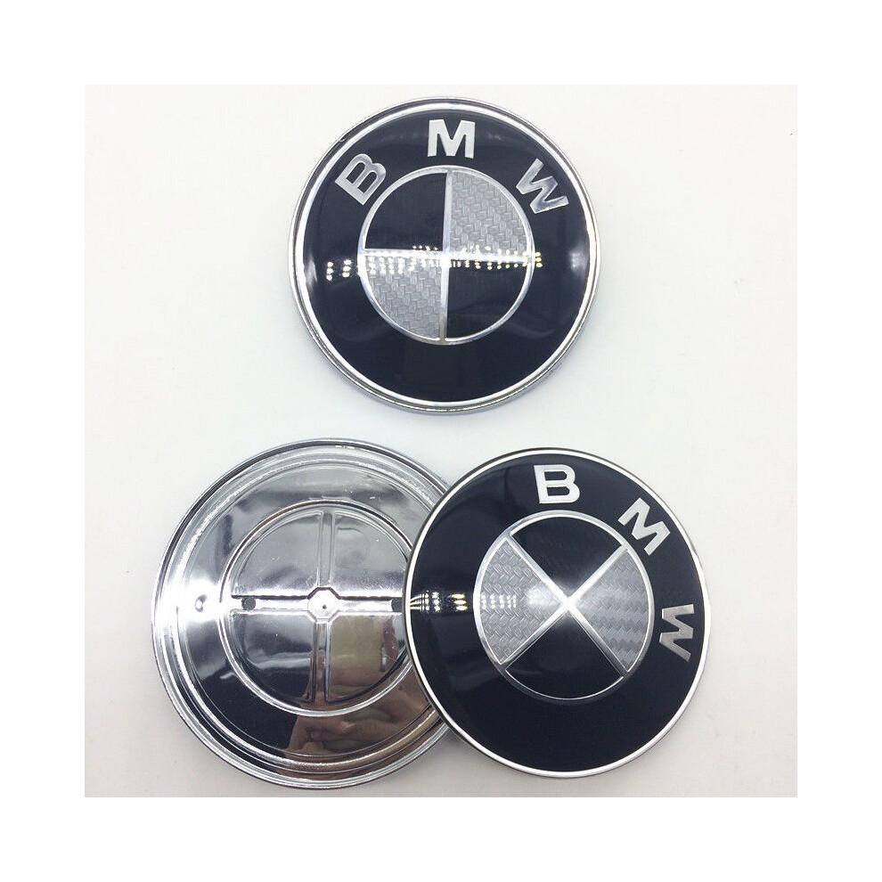 Carbon 1pcs Replacement For Bmw Emblem 82mm For Front Hood Trunk Badge Logo
