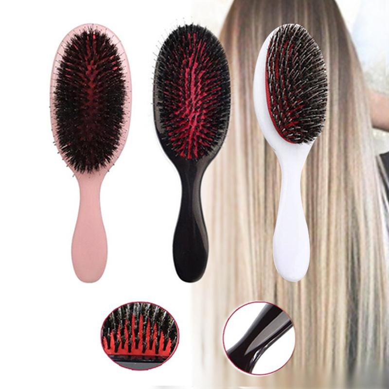 1Pc Oval Boar Bristle & Nylon Hair Comb Mini Anti-Static Hair Scalp Massage Comb Hairbrush Salon Hair Brush Styling Tool