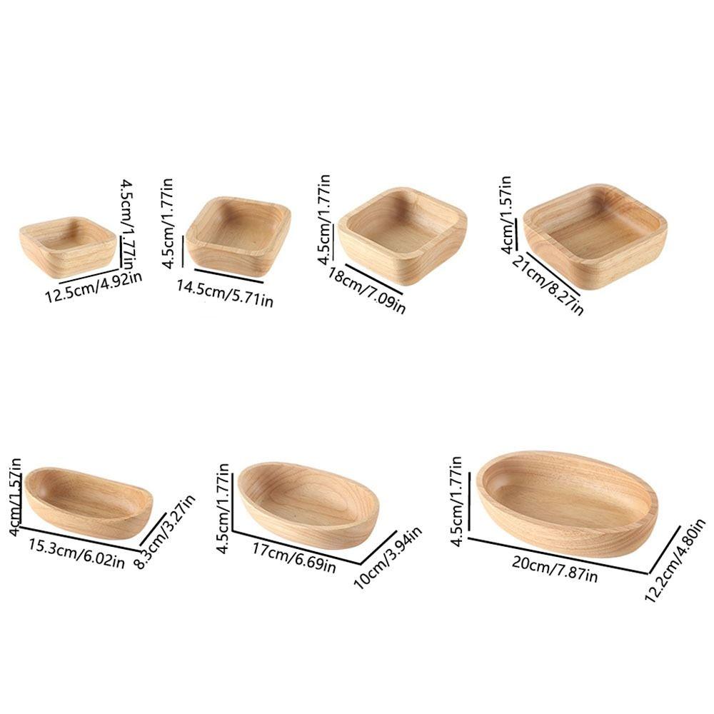 Flat Bottom Japanese Salad Bowl Stackable Fruit Platter Multi-Sized Wooden Tableware Tray Nuts