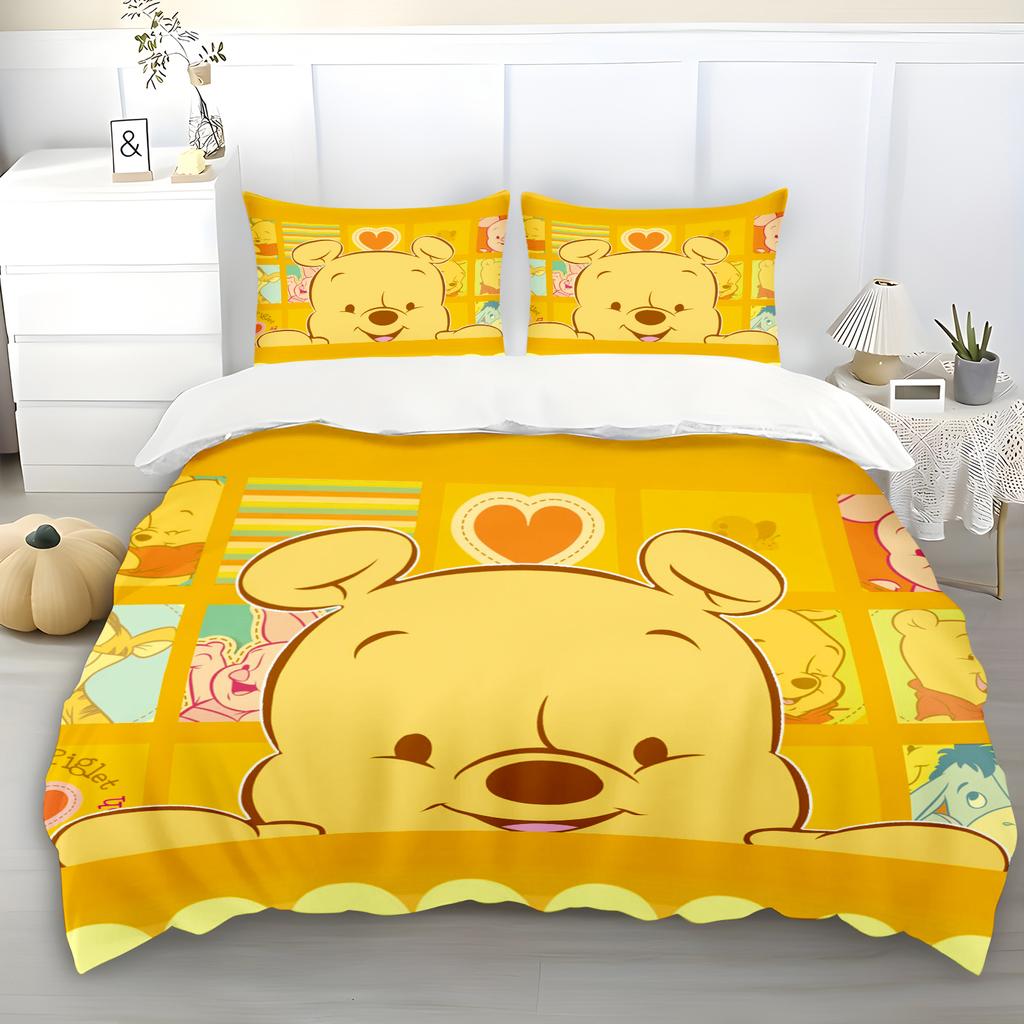 Cute Duvet Cover Winnie the Pooh Bedding Quilt Sets Digital Printing Cartoon Kids Bed Set Pillowcase For Boy Adult Gift