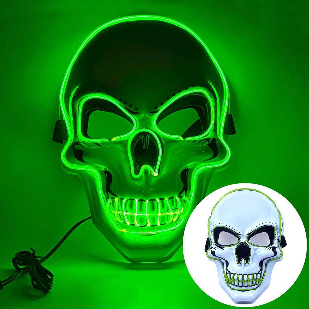 Horror Halloween Skull Mask Halloween LED Light LED Cold Light Mask Cosplay Costume Luminous Skull Mask Party Makeup Ball