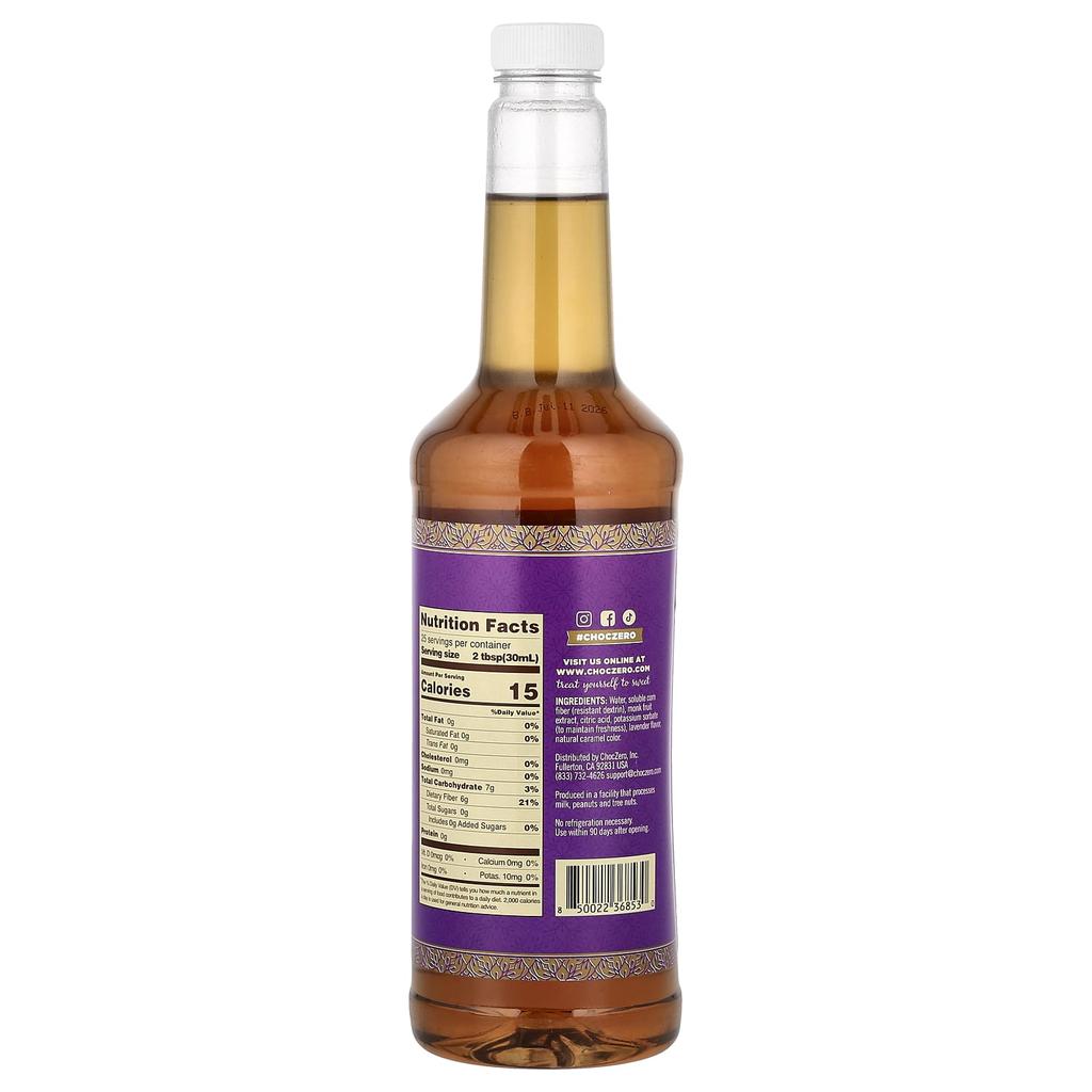 ChocZero Premium Syrup, Lavender, Sugar-Free, 750ml (25.4 Fl Oz)