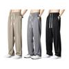 Men Sport Pants Loose Straight Wide Leg Drawstring Elastic Waist Soft Breathable Solid Color Gym Traning Jogging Sweatpants Full Length Trousers