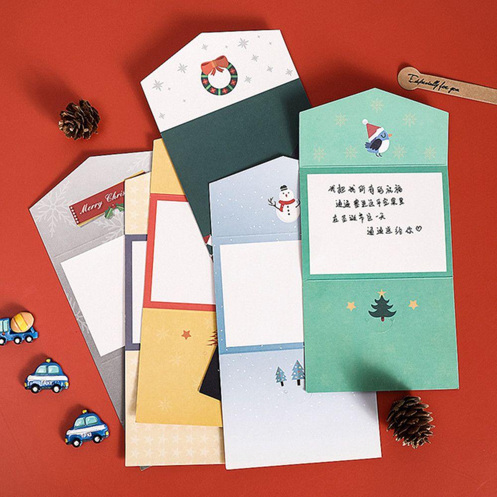 Cute Cartoon New Years Paper Merry Christmas Greeting Card Set Winter Holiday Xmas Gifts Cards