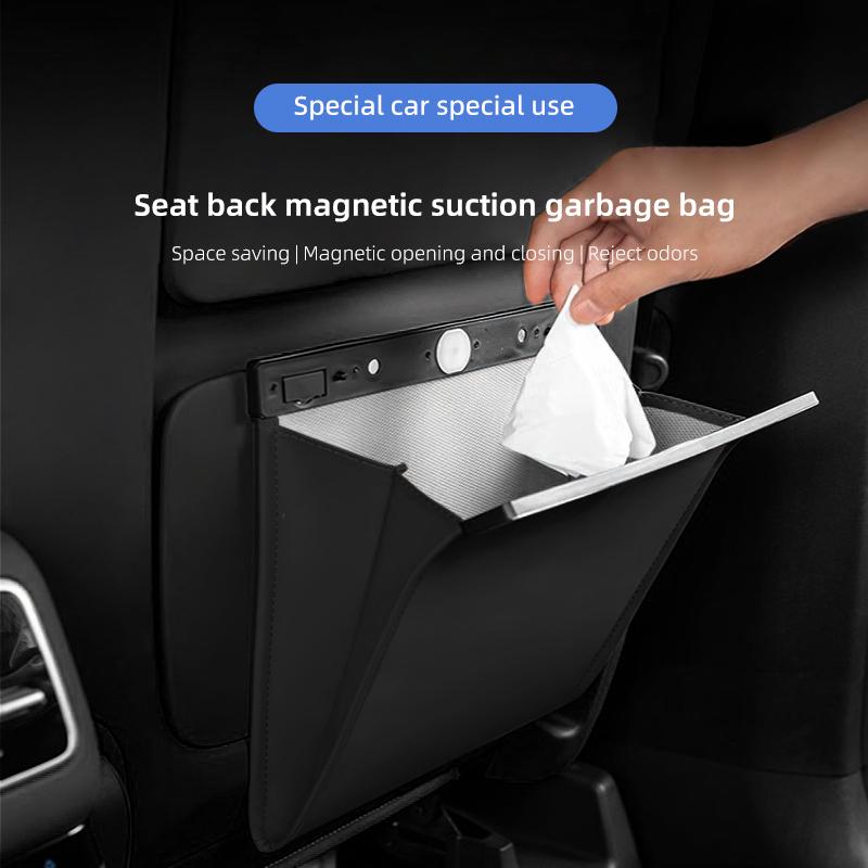 Car Garbage Bag LED Waterproof Magnetic Adsorption Leather Storage Pocket Accessories Car Decal For Mercedes Benz AMG W214 W205 AH2