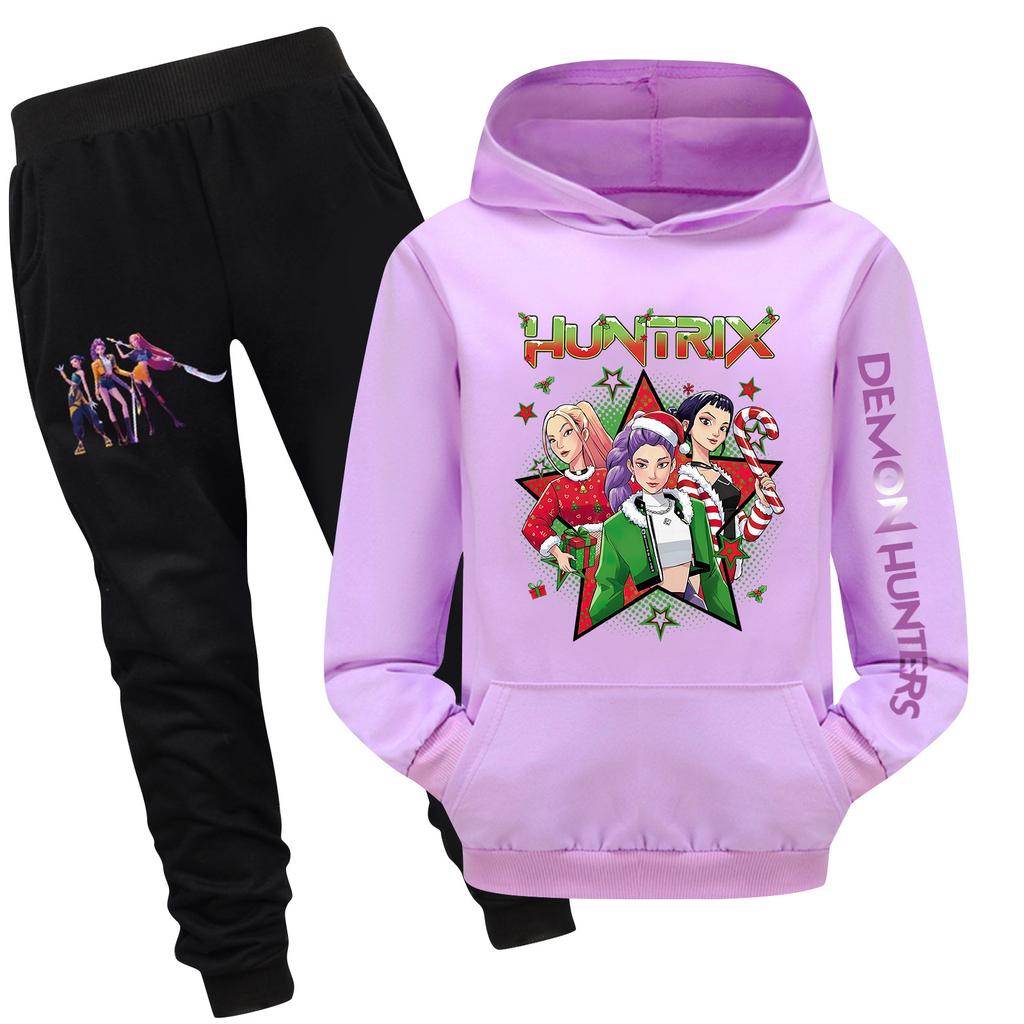 Детский худи и брюки, двухпредметный спортивный костюм, комплект свитшота с длинным рукавом и принтом