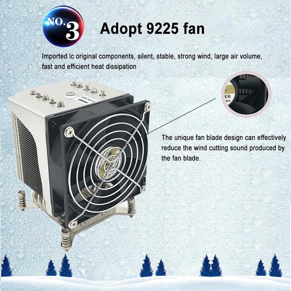 COOLSERVER R19 4U Серверный кулер для процессора 5 тепловых трубок Корпус для настольного ПК бесшумный вентилятор Для LGA2011 2066 115X Рабочая станция Компьютерный радиатор