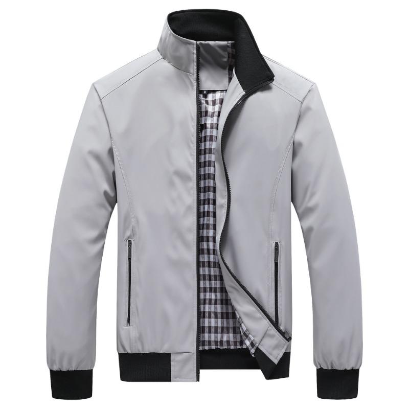 Men S Plus Size Casual Stand Collar Solid Color Jacket
