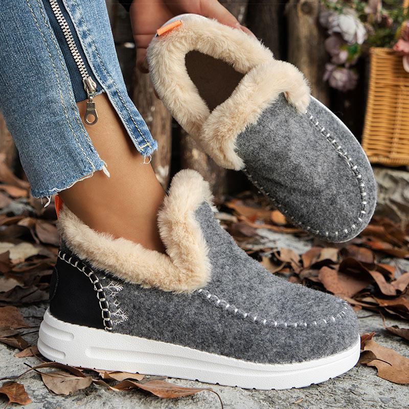 2025 Mujer Slip On Winter Shoes Female Flat Footwear Boots New Women Winter Boots Fur Shoes Women Ankle Boots Snow Botas