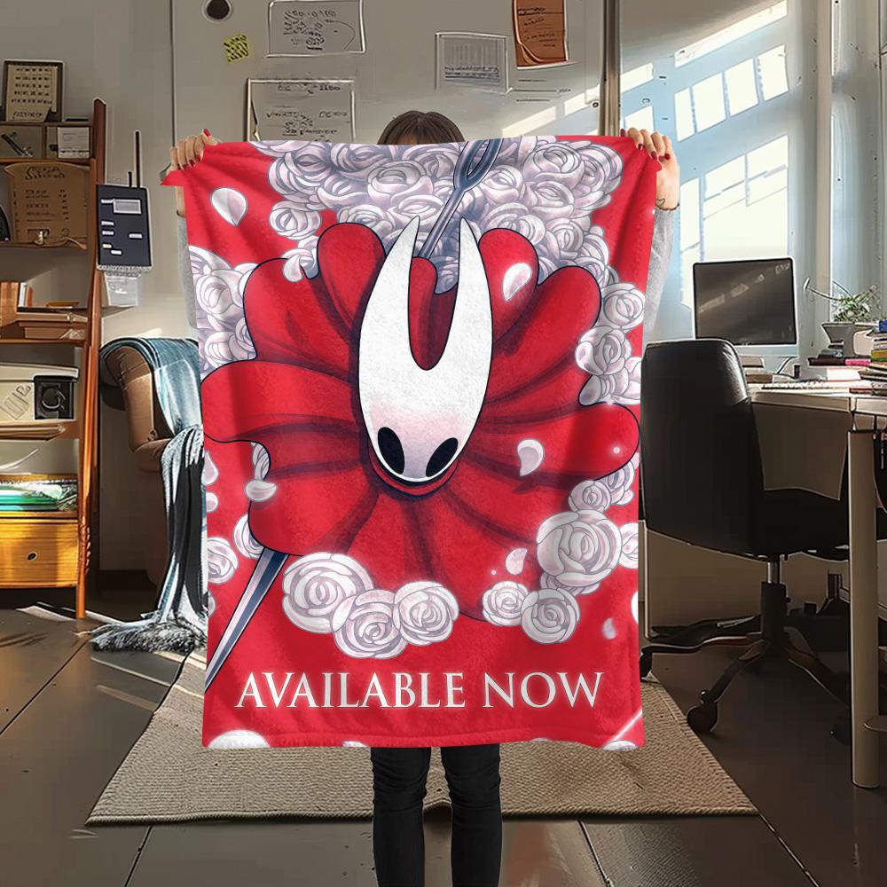 1 шт. Фланелевое одеяло с принтом Hollow Knight, Высококачественное, Удобное для всех сезонов, Декор для дома, Тепло и уют, Идеально подходит для рождественских подарков