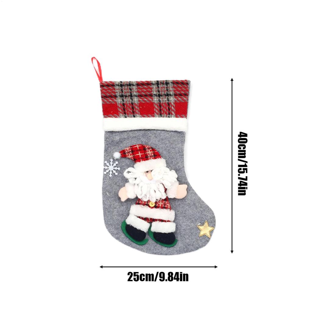 4pcs 3D Doll Christmas Stockings Set Cute Santa Claus, Snowman, Deer, Bear Design Gift Bag Candy Socks Christmas Decorations