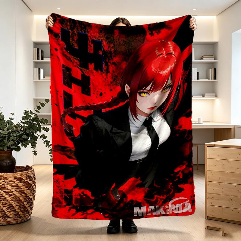 Makima Chainsaw Man Print Blanket - Soft & Comfortable, for Bedroom, Travel, Sofa, Home Decoration - Birthday Christmas Gift for Friend