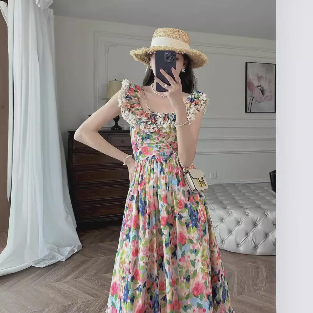 Летнее дизайнерское платье на одно плечо с цветочным принтом 2023 года