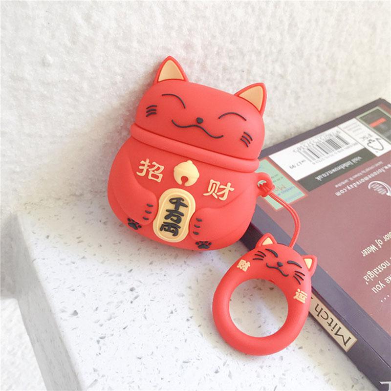 Прекрасный чехол для Airpods Pro, силиконовый чехол Lucky Cat в японском стиле для наушников Apple Airpods 1 2, милый силиконовый защитный чехол