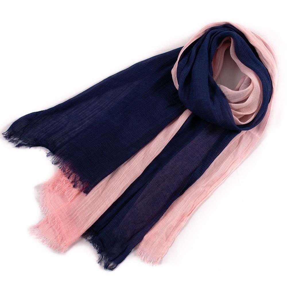 Soft Texture Cotton Scarf Simple Long Shawl Color Matching Two-Color Scarf Autumn Winter