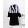 Winter Women High Quality Faux Rabbit Luxury Long Fur Coat Lapel OverCoat Thick Warm Female Plush Jacket Large Size 5XL