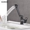 Bathroom  Vanity Basin Sink One Hole Single Handle Faucet Dual Function with Adjustable Spout Arm Mixer Tap Black