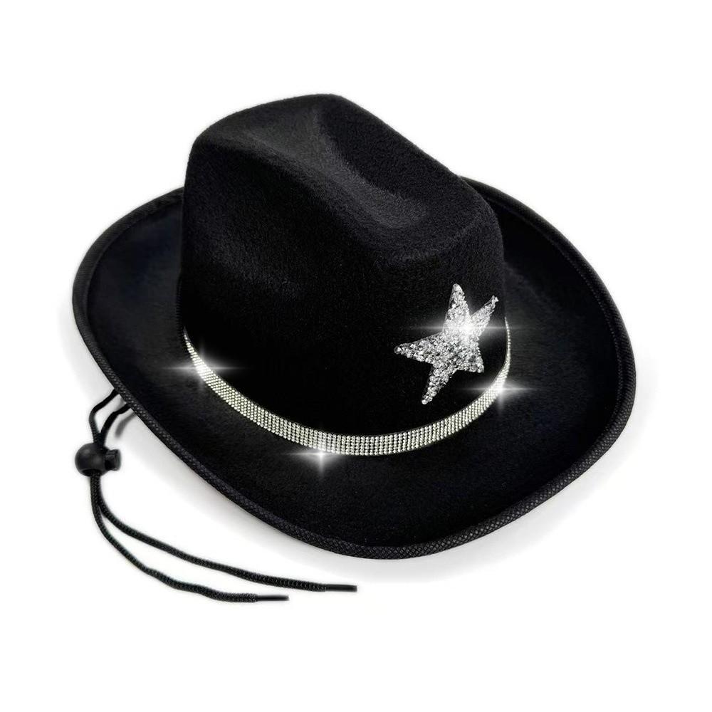 Rhinestone Summer Sun Hat Sparkling Kids Bucket Hat Cool Western Cowboy Hat  Dress-Up