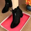 Summer Short Boots Women's Cool Boots Hollow Pointed Thick Heels Fashion Versatile Sandals