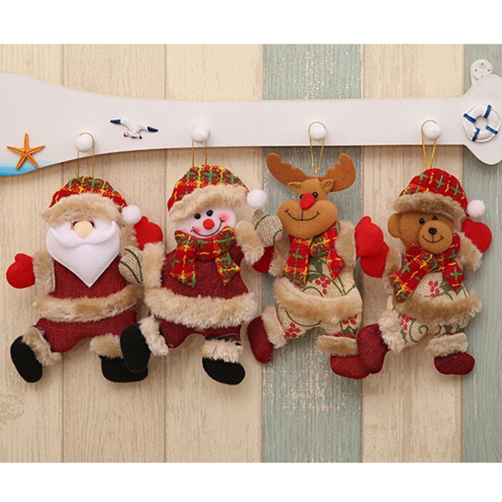 Christmas Plush Bear Doll DIY Ornaments Snowman Old Man Elk Santa Hat Star Xmas Tree Hanging Toys Christmas Tree Decoration