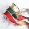 Romantic and Cozy Christmas Ribbon Copy Wire Double-sided Metal Silver Red Green Gold Polyester Ribbon Gift Box Package Decorative Tie Color Ribbon