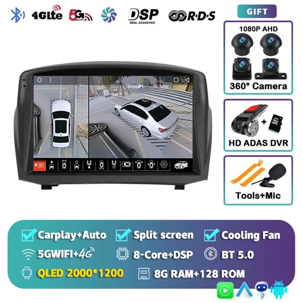 Автомагнитола Android 14 для Ford Fiesta Mk 6 2009 - 2018 2 DIN Навигация GPS Carplay Авторадио Стерео Мультимедийный Головной Блок 5G LET WIFI