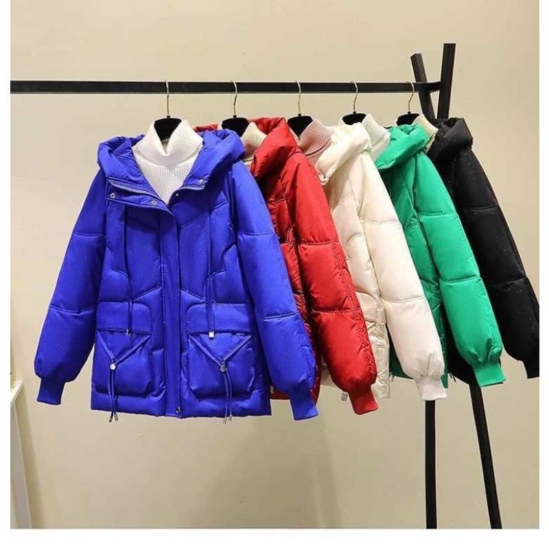 Shining New Down Cotton Jacket Women's Korean Edition Loose Thick Cotton Coat Medium Long Shining Cotton Coat Coat