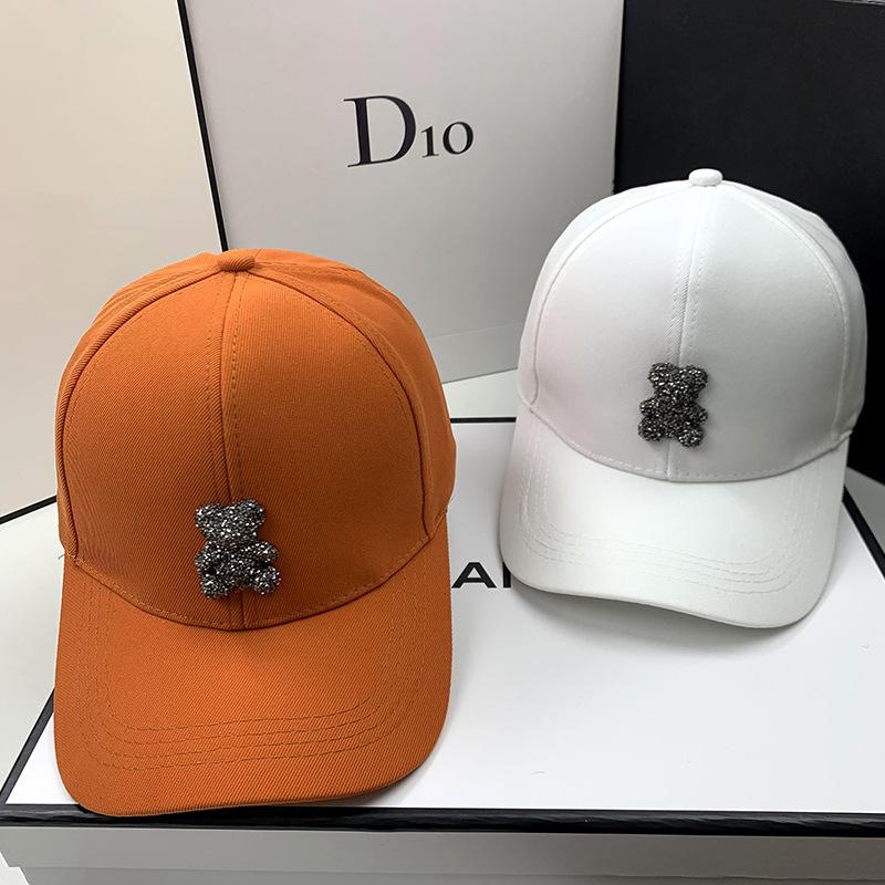Sunscreen hat women's summer new fashion sun hat spring and autumn rhinestone bear baseball cap face cap