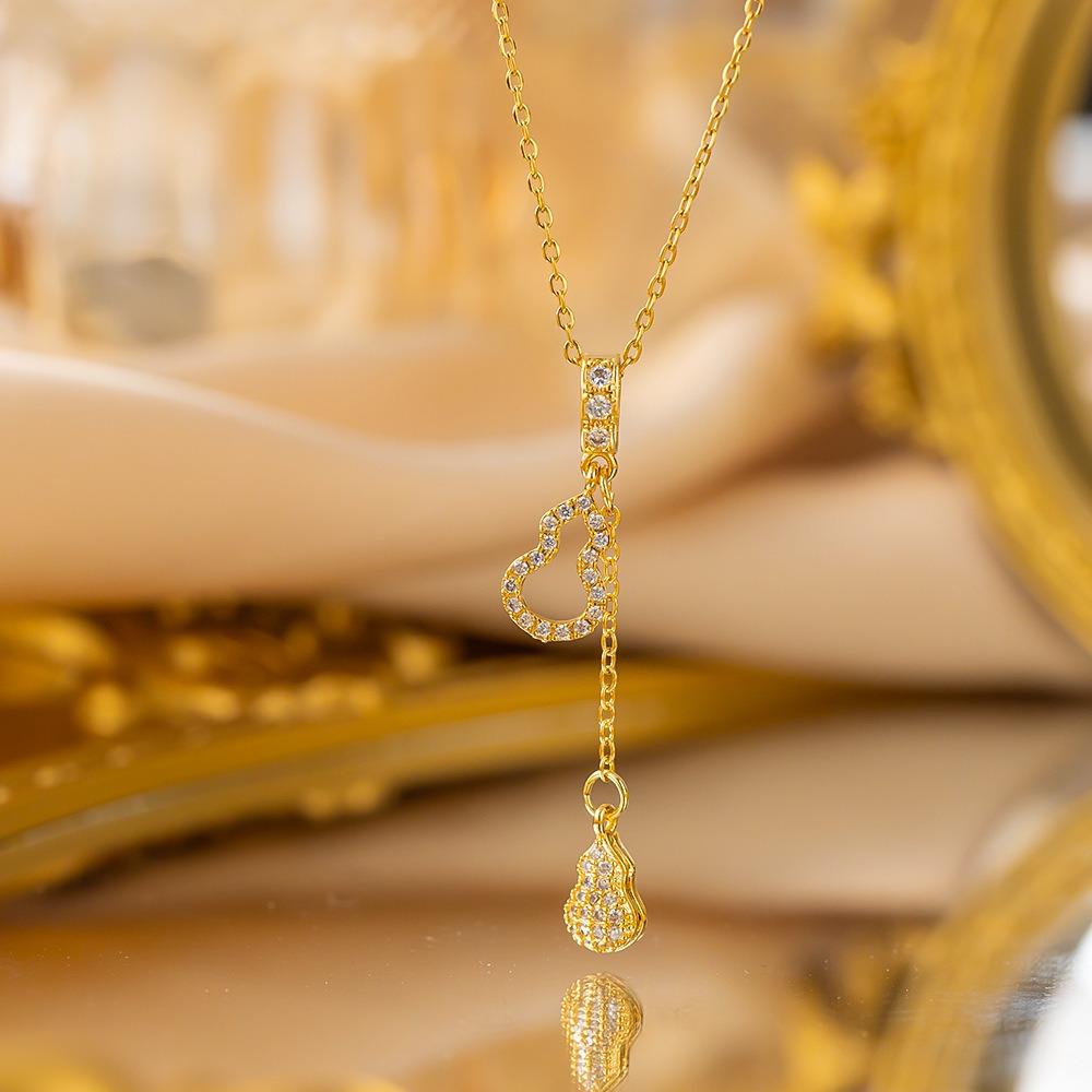 Elegant Full Zircon Copper Necklace Women Simple Exquisite Collarbone Chain Luxury Micro Inlaid Jewelry Gift