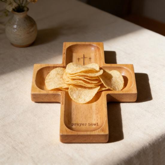 Деревянная чаша для молитв 4-секционный сервировочный поднос для хлеба, пирожных, фруктов и десертов, многоразовая посуда для семейных посиделок, товары для вечеринок
