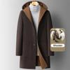 Men's Coat Winter Overcoat Wool Trench Coat Luxury Long Jacket with Hooded Casual Elegant Thicken Outerwear Woolen Windbreaker